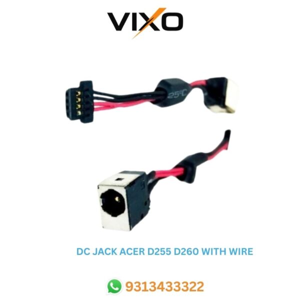 VIXO DC JACK ACER ASPIRE D255 D255E D260 532H NAV50 AO532H NAV70 PAV70 WITH WIRE